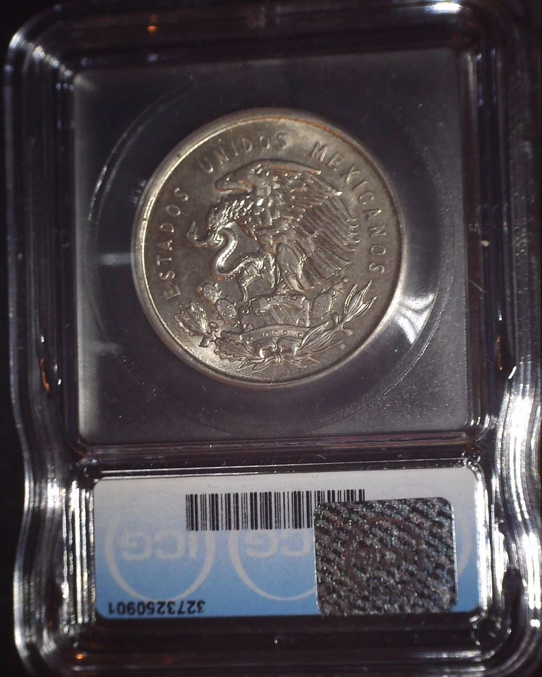 México 1950 1 peso, ICG MS65. Blanco brillante, sin emisión Foto 2 de 2