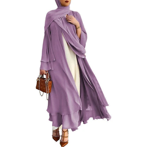 Muslim Style Womens Long Open Cardigan Maxi Chiffon Dress Kimono Abaya Kaftan! - Picture 16 of 37