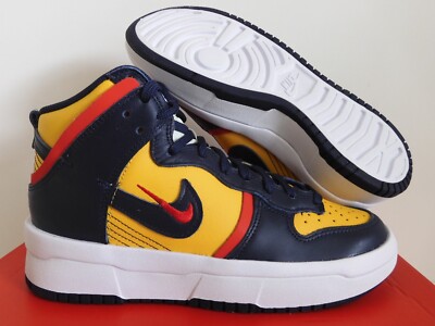 WMNS NIKE DUNK HIGH UP VARSITY MAIZE YELLOW-MID NAVY BLUE SZ 10 [DH3718-701]