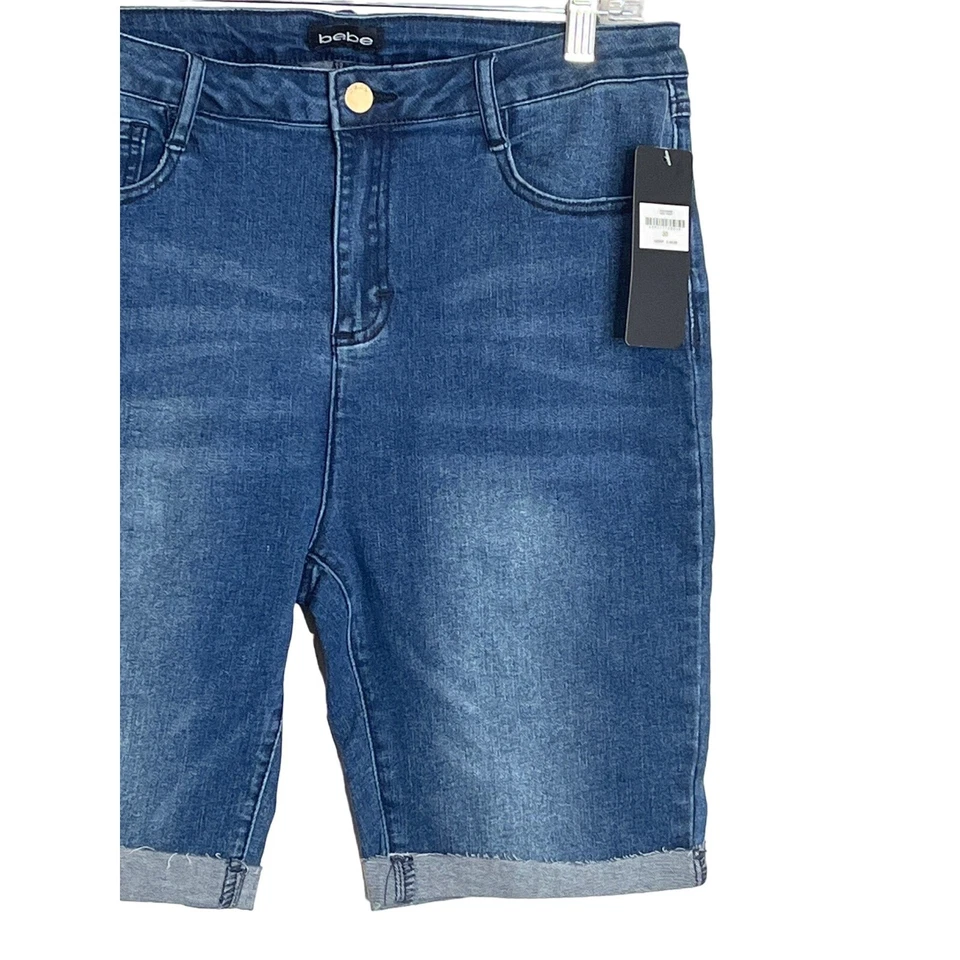 Pantalones Cortos Bebe Para Mujer Talla 30 Medianos Azul Jean Elástico Denim Tiro Alto Bermudas Casua Foto 3 de 4