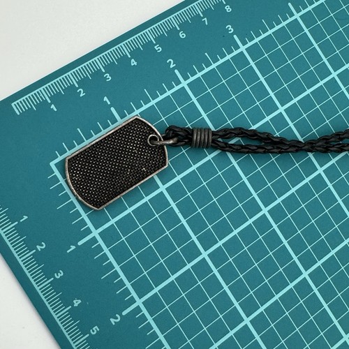 Guess Dog Tag Necklace Black Braided Faux Leather? Chain 20" Military Fashion - Picture 10 of 12
