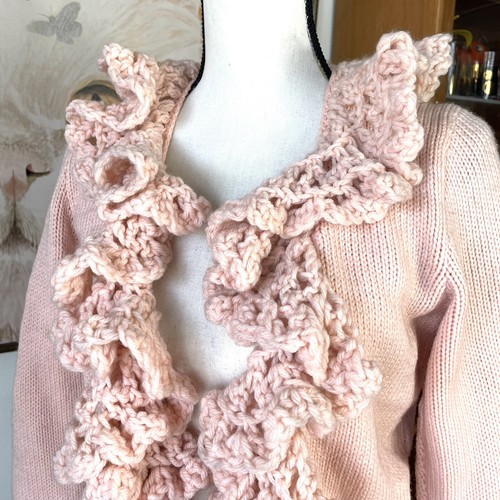 VTG 60s Hand Loomed Peach Coral Sweater Mae Smith Los Angeles CottageCore S - M - Picture 6 of 7