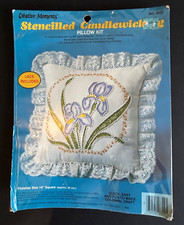 Creative Moments Stencilled Candlewicking Pillow Kit Purple Iris No. 8322 NOS