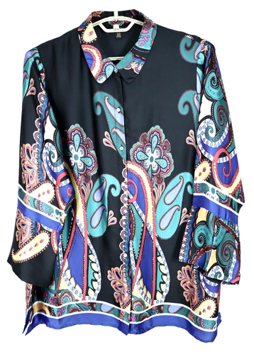 NEU MELISSA PAIGE Damen Polyester Bluse 3/4 Ärmel Paisley Mehrfarbig Größe 1X