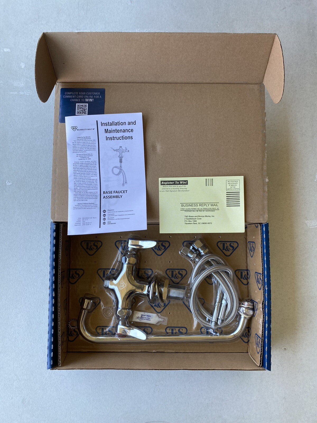 T&S B-0201-062x Double Pantry Faucet, Single Hose Base, 12" Swing Nozzle