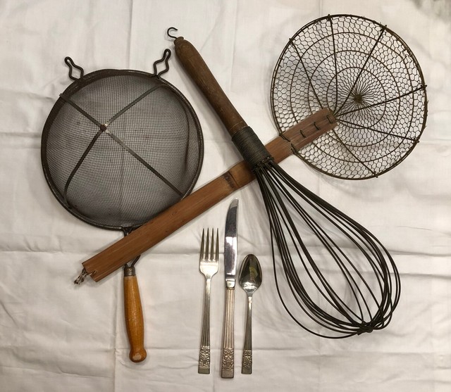 Vintage Kitchen Utensils 3 Large Whisk Strainer Spider eBay