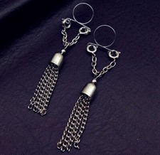 Fake Nipple Rings Non-Piercing Clip On Stainless Steel Chain Dangle Body Jewelry