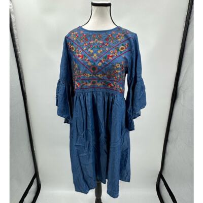 umgee floral embroidered dress Floral Embroidered Bell Sleeve Dresses