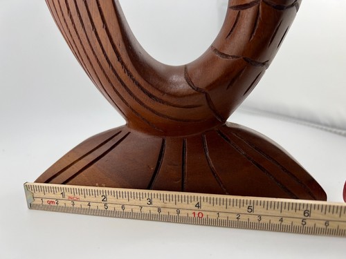 Vintage Hand Carved Brown Wooden Home Decorative Fish Sculpture Animal Figurine - Picture 9 of 10
