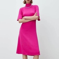 ZARA Soft Mock Neck Midi Dress Fuchsia 0264/030