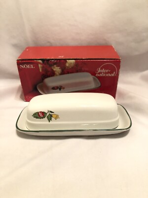 International Covered Butter Dish Noel Design In Original Box.