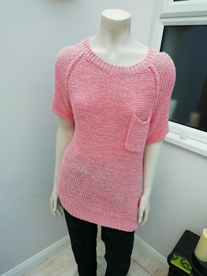 Kurzarmpullover Papaya Rosa Größe 16 mit Brusttasche 