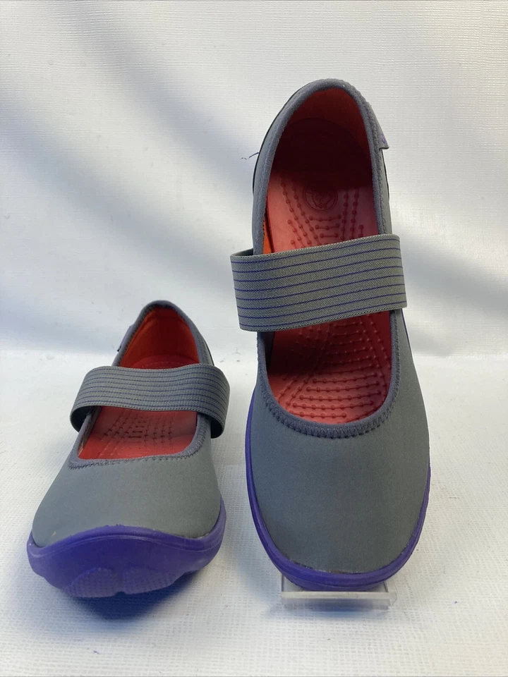 Crocs Womens Size W 7 Slip On Shoes Style 16025 Gray Purple Comfort New NWOB - Image 2 of 4