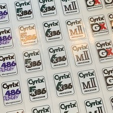 CYRIX 486 5x86 6x86 MII GX Processor Vintage Computer Case Badge Sticker WHT