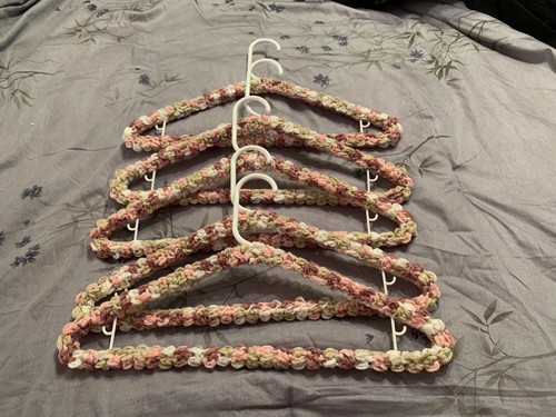 Clothes Hangers Variegated Rosewood New Five Standard Size Crochet - Picture 7 of 12