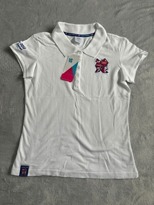 London 2012 Olympische Spiele Poloshirt weiß T-Shirt Damengröße 10 brandneu