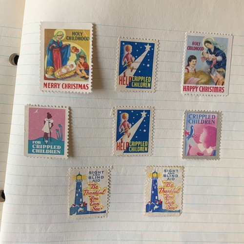 1921-1950s NATIONAL CHRISTMAS SEALS HANDMADE ALBUM WITH VINTAGE SEALS - Picture 10 of 12