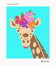 Tropical Giraffe 2 Needlepoint Kit or Canvas