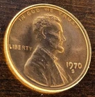 1970 S LARGE DATE LINCOLN CENT PENNY FROM ORIGINAL BANK ROLL GEM BU RED