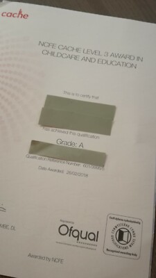 Cache Level 3 Auszeichnung Kinderbetreuung und Bildung frühe Jahre Erzieher Kursarbeit