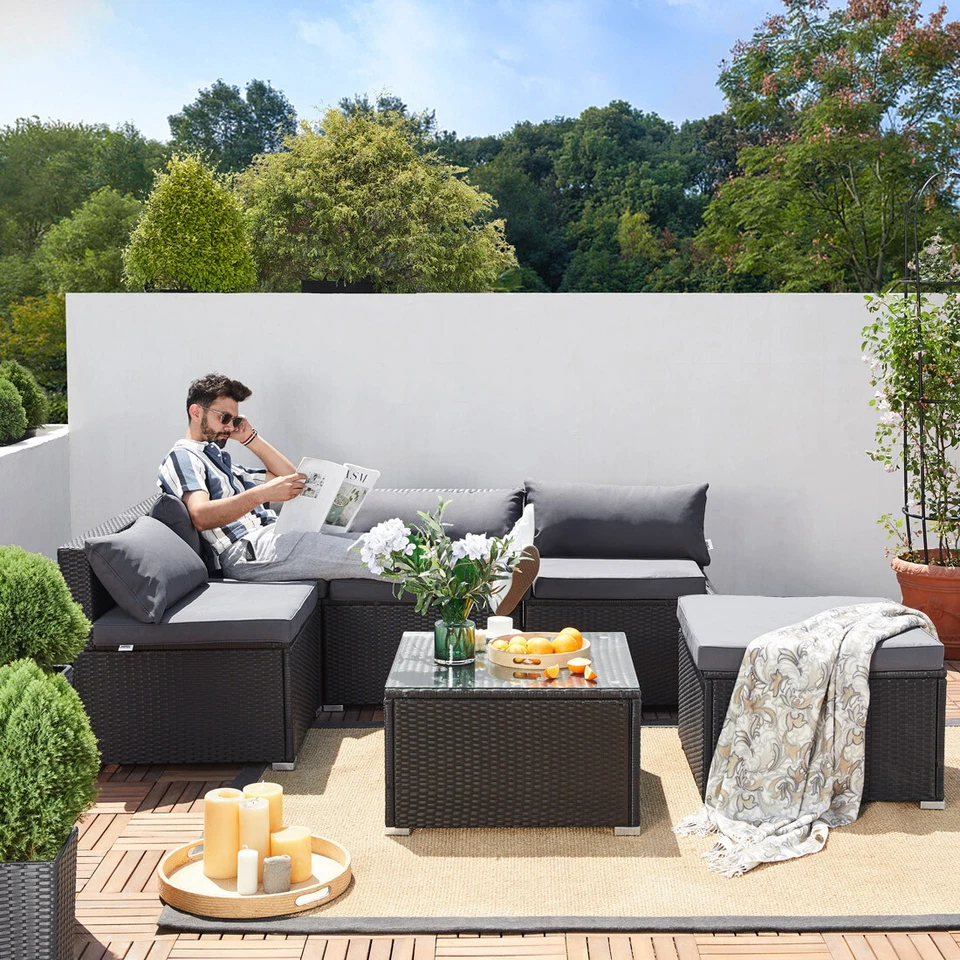 CASARIA® Gartenlounge Gartenmöbel Set Polyrattan ️Wetterfest Auflagen Sitzgruppe - Bild 2 von 4