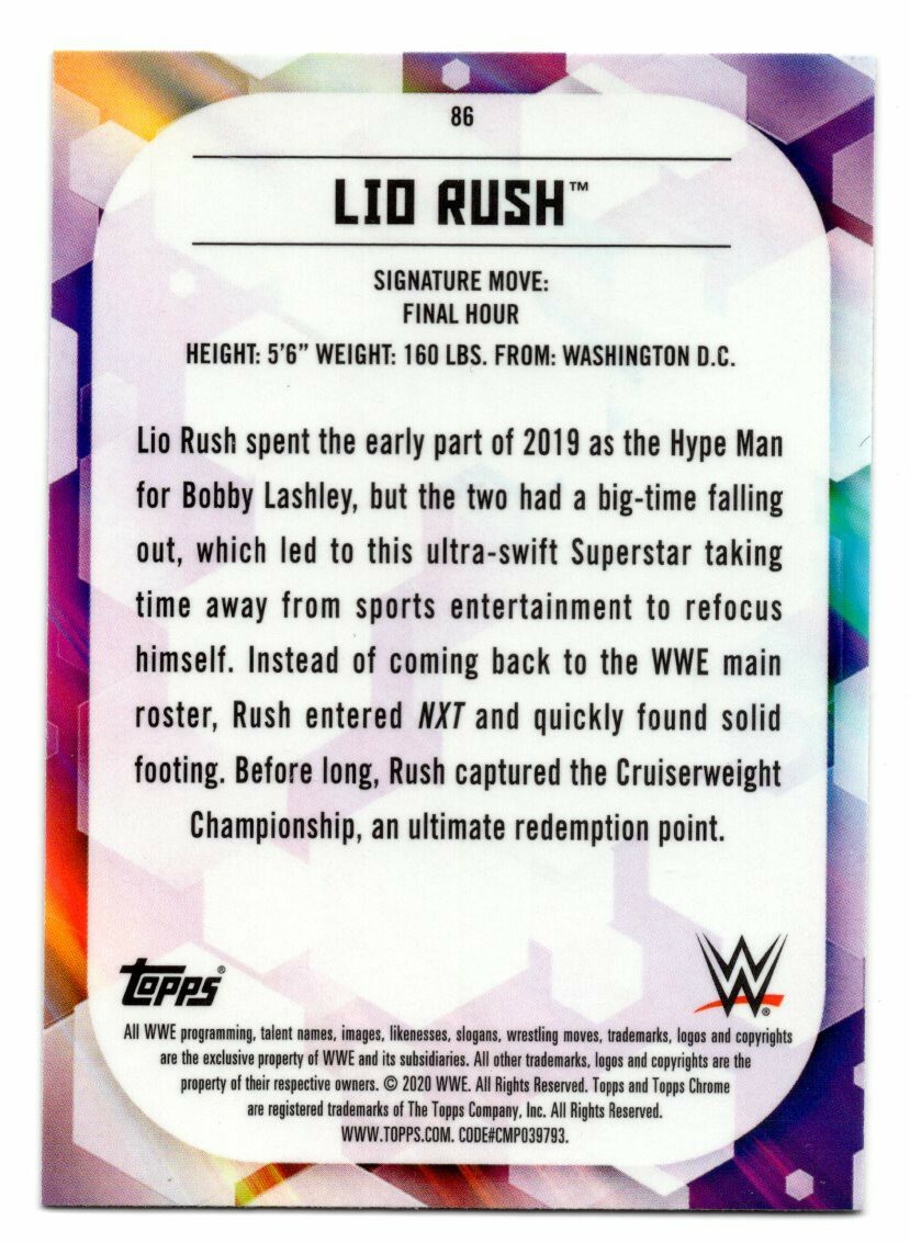 2020 WWE Topps Chrome #86 Lio Rush X-Fractor Card w/ Base | eBay