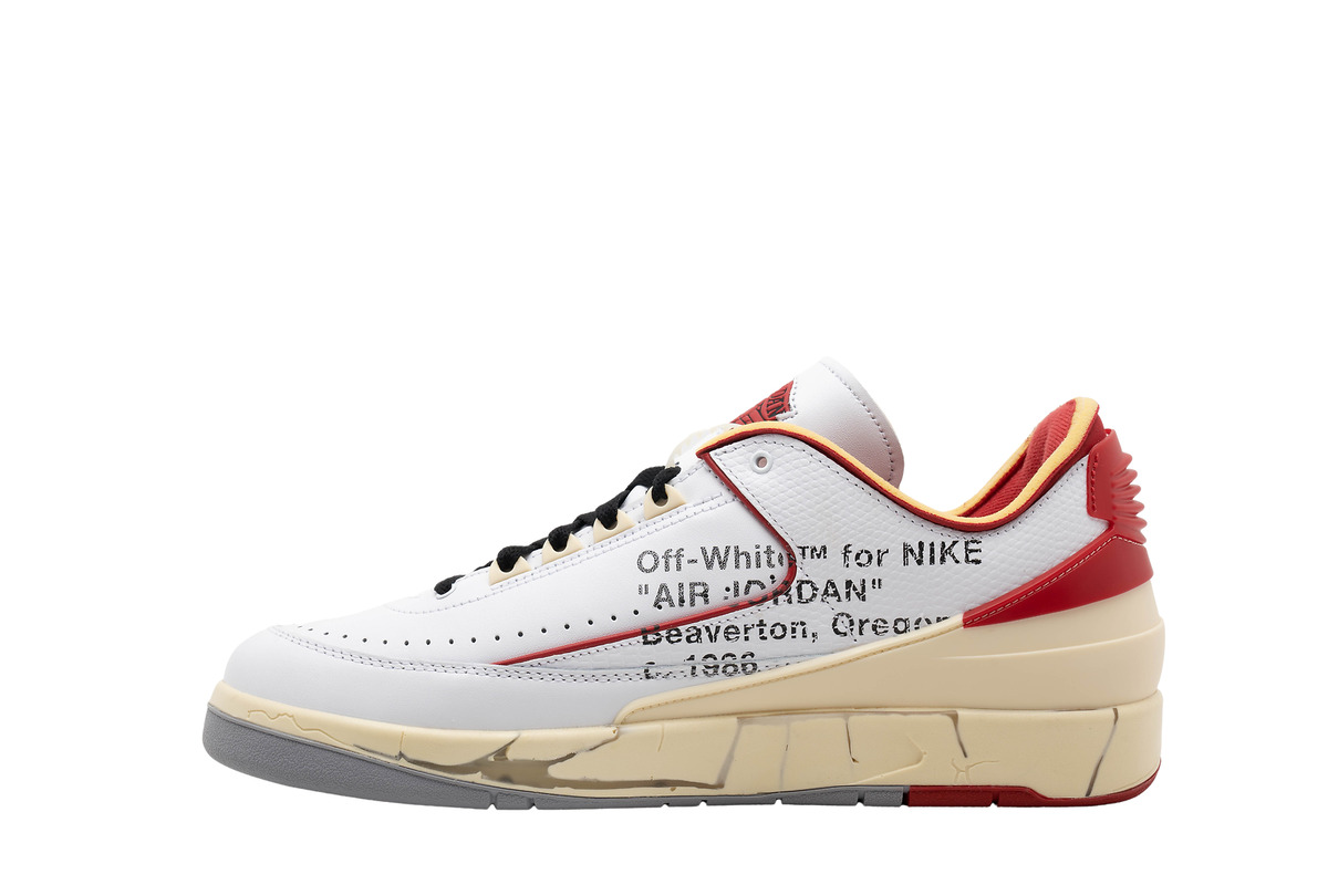 Off-White™ x Air Jordan 2 Low White/Red On-Foot Look