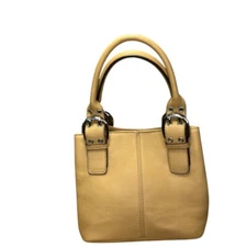 Tignanello Perfect 10 French Small Tote Bag Camel Tan  Satin Logo Lining Leather
