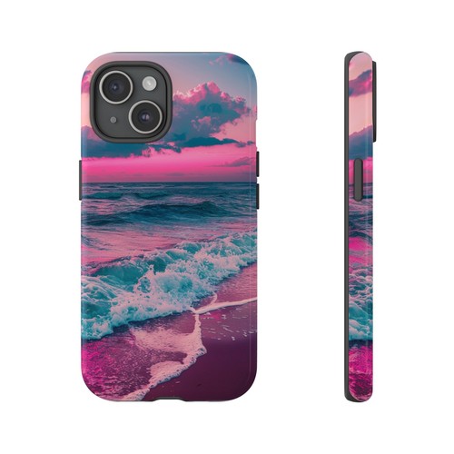 For iPhone | Samsung Galaxy | Pixel Phone Case - Pink Tranquil Beach Waves Neon - 第 23/191 張圖片