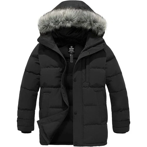 wantdo Men's Winter Jacket Thicken Winter Coat Warm Puffer Jacket with Faux Fur video thumbnail