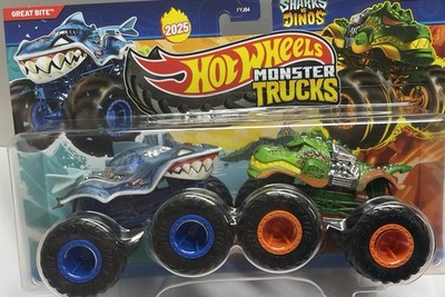 2025 Hot Wheels Monsters Trucks “GREAT BITE & RAGEASAUR SHARKS Vs