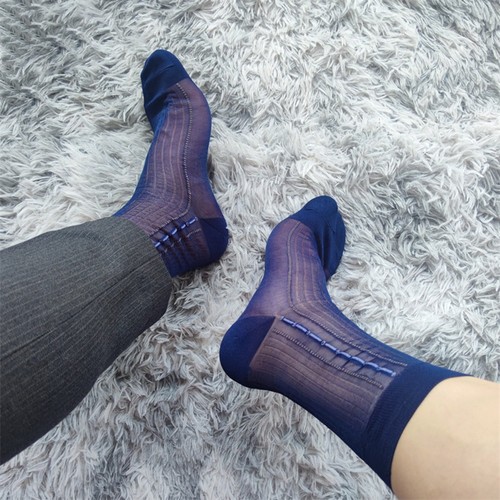 Transparente ultradünne Herrensocken mit Streifendesign für den geschäftlichen Gebrauch - Bild 2 von 45