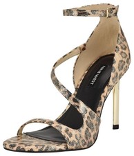 Women's Shimmy Heeled Sandal, Gold Shimmer Leopard 710, 7.5