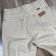Vintage Wrangler 13MWZ Cowboy Cut Jeans USA Made 30x36 Tan Denim Pants 80s 90s