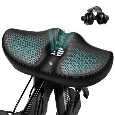 Extra Wide Noseless Bike seat Cushion for Men Memory Foam Filling Large Bike ...