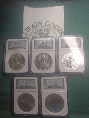 1987 American Silver Eagle 87-91 5 Coin Set NGC MS68 EN108-112