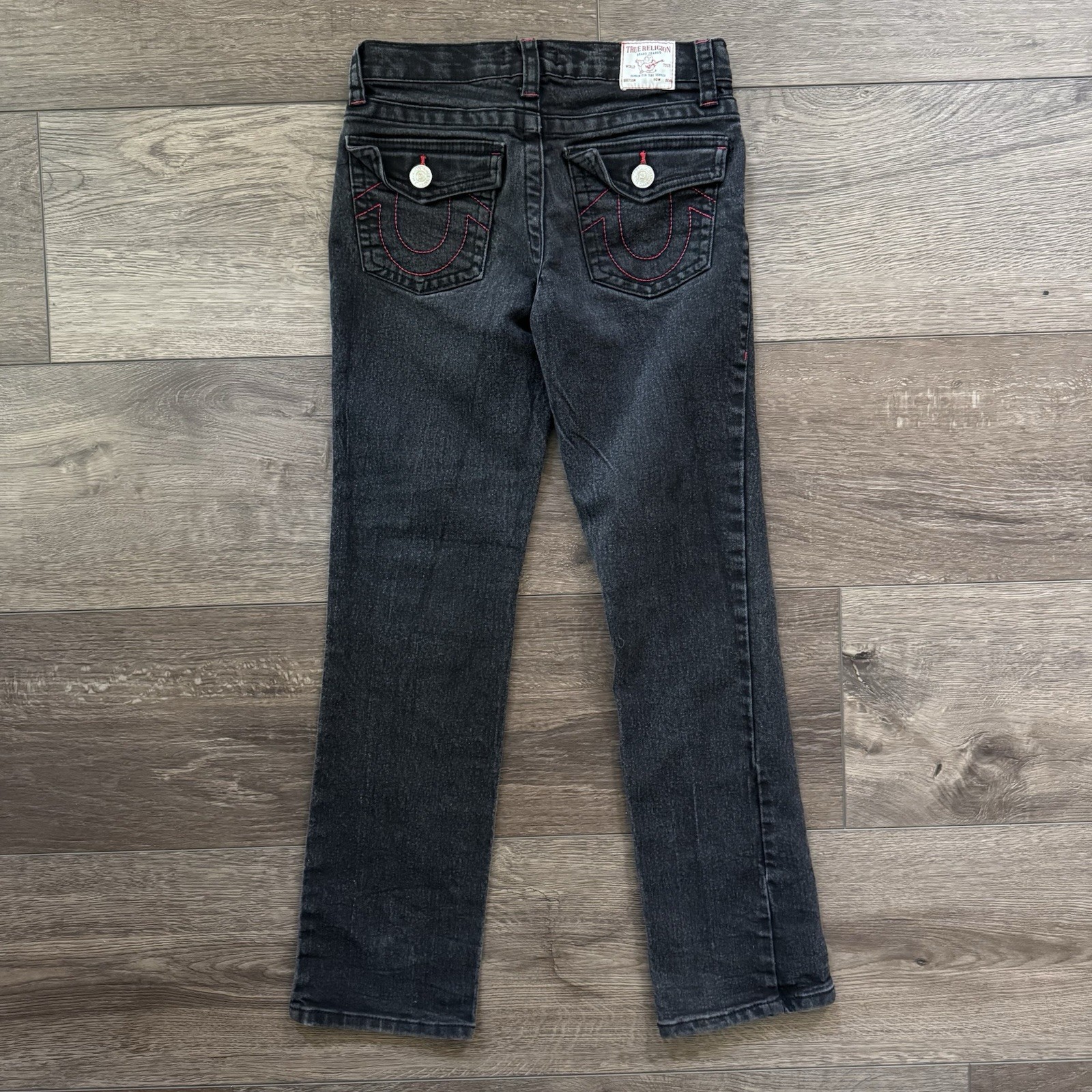 black & red denim girls mid rise straight jeans true religion thumbnail 2