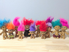 Lot 11 Vintage 1980s Troll Dolls 5in Assorted Hair Colors Russ, Trollkins, Ace