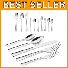Luxury 65-Piece Silverware Set with Serving Spoons