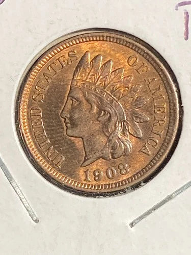 Sharp 1908 Indian Cent Superb Gem Red-Brown Uncirculated