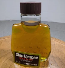 Vtg Mennen Skin Bracer Spice After Shave 4 oz Glass Bottle Paper Label Loose