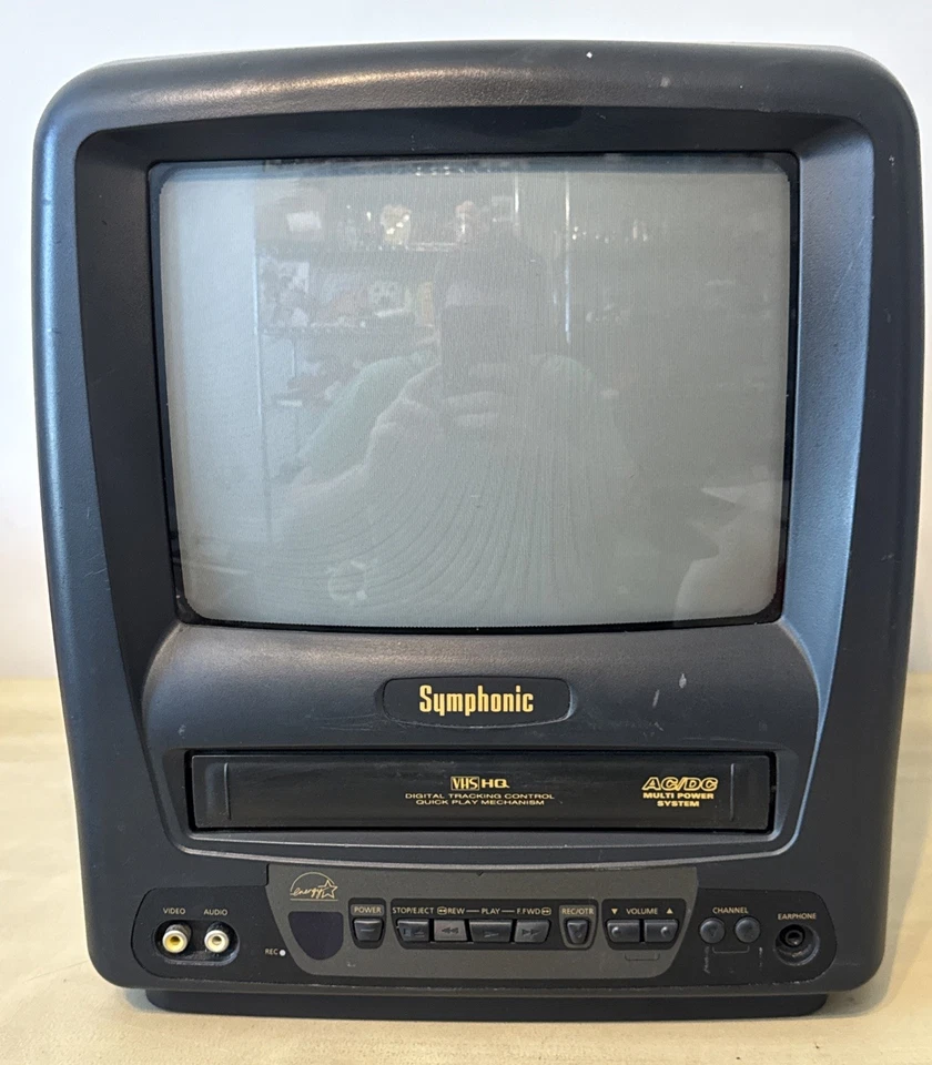 Vintage Symphonic 9" CRT TV VCR Combo Model SC309D Retro Gaming TV & Remote READ - Image 2 of 4