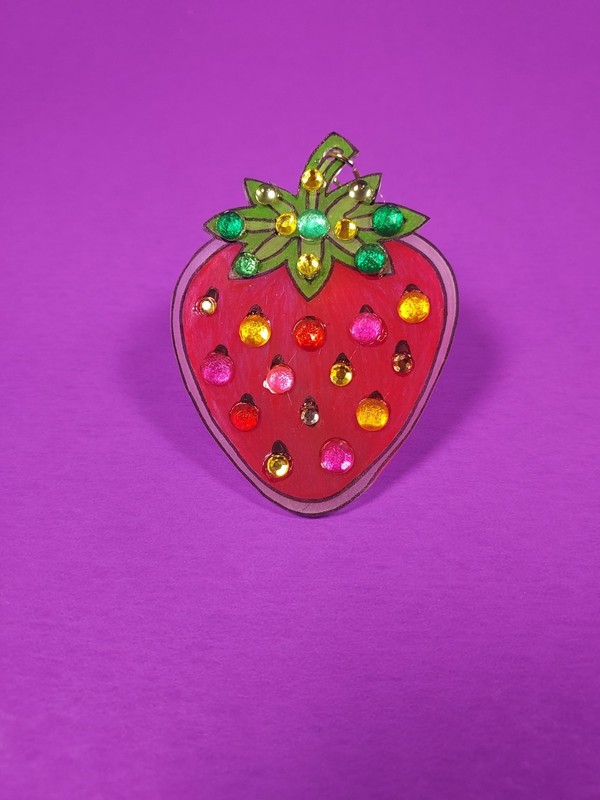 Handmade Strawberry Sparkle Charm 1 of 3 Originals Charm Shrinky Dink Ect.