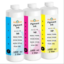 910 951 952 962 971 972 981 Bulk Ink Pigment Refill for HP Cartridges 3-Liter PK