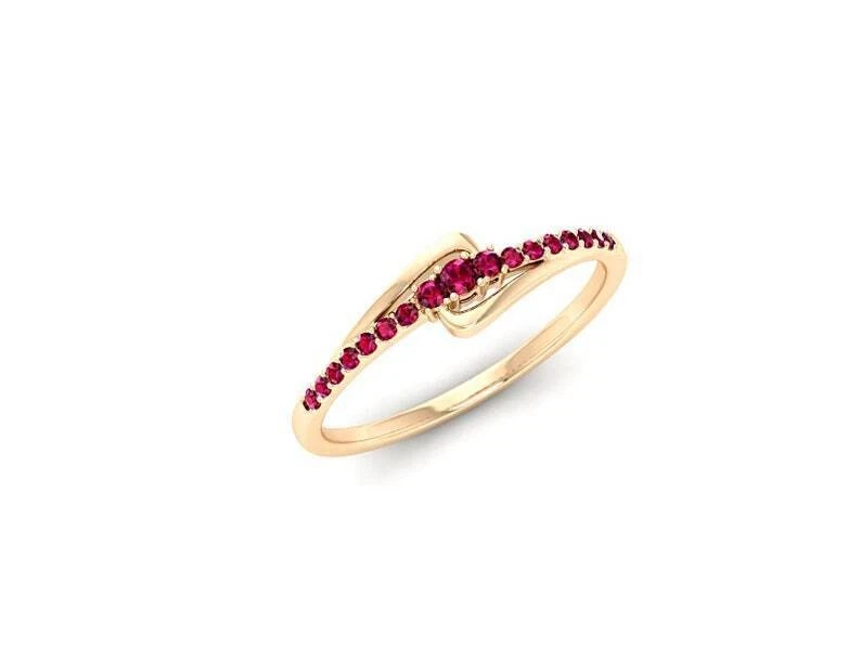Natural Pink Ruby Gemstone Half Eternity Band Women Ring 10k Solid Gold ring a60 - Image 3 of 4