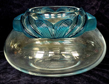 Massive Lalique France Crystal Cyrus Centerpiece Bowl Clear w Frosted Aqua Band