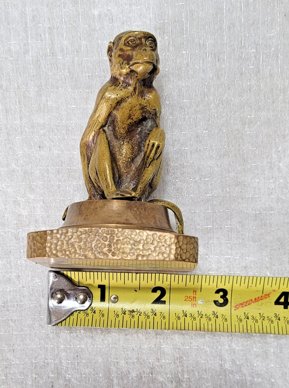 Vintage Bronze Monkey Statue WWII GI Bring Back 1945 Customs Paper Desk Sculptur