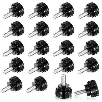 20PCS M4 x 10mm Thumb Screws Knurled Clamping Screw Monitor Mount Black