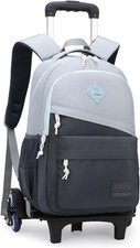 Rolling Backpack for Boys Girls School Bookbag with Wheels Kids Luggage Trolley
