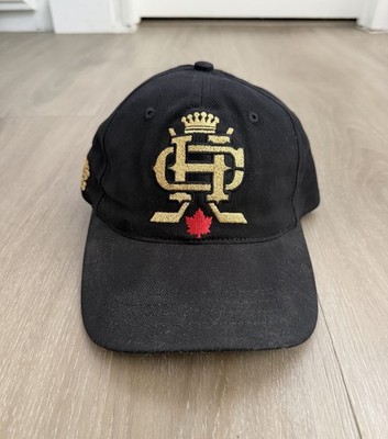 Canada Hockey Hat Cap Roots Leather Strapback Vintage Black Red Gold Unisex
